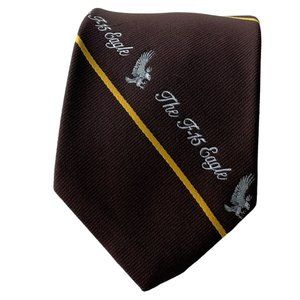 McDonnell Douglas The F-15 Eagle Fighter Jet Necktie Brown Stripe Polyester Tie